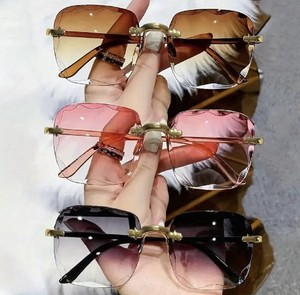 3 Pairs of Brand New Square Rimless Sunglasses Women Luxury Brand Designer