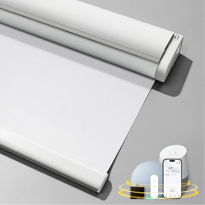 Remote-Controlled Cordless Blackout Smart Blinds, 46'' W x 72'' H, White