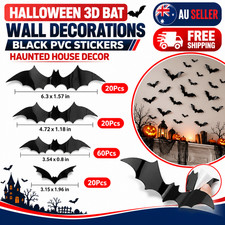 Halloween 3D Bat Wall Decorations Black PVC Stickers Haunted House Decor