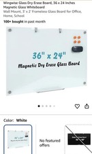 Wingwise Glass Calendar Whiteboard, 36 X 24 Inches Dry Erase Planner Board