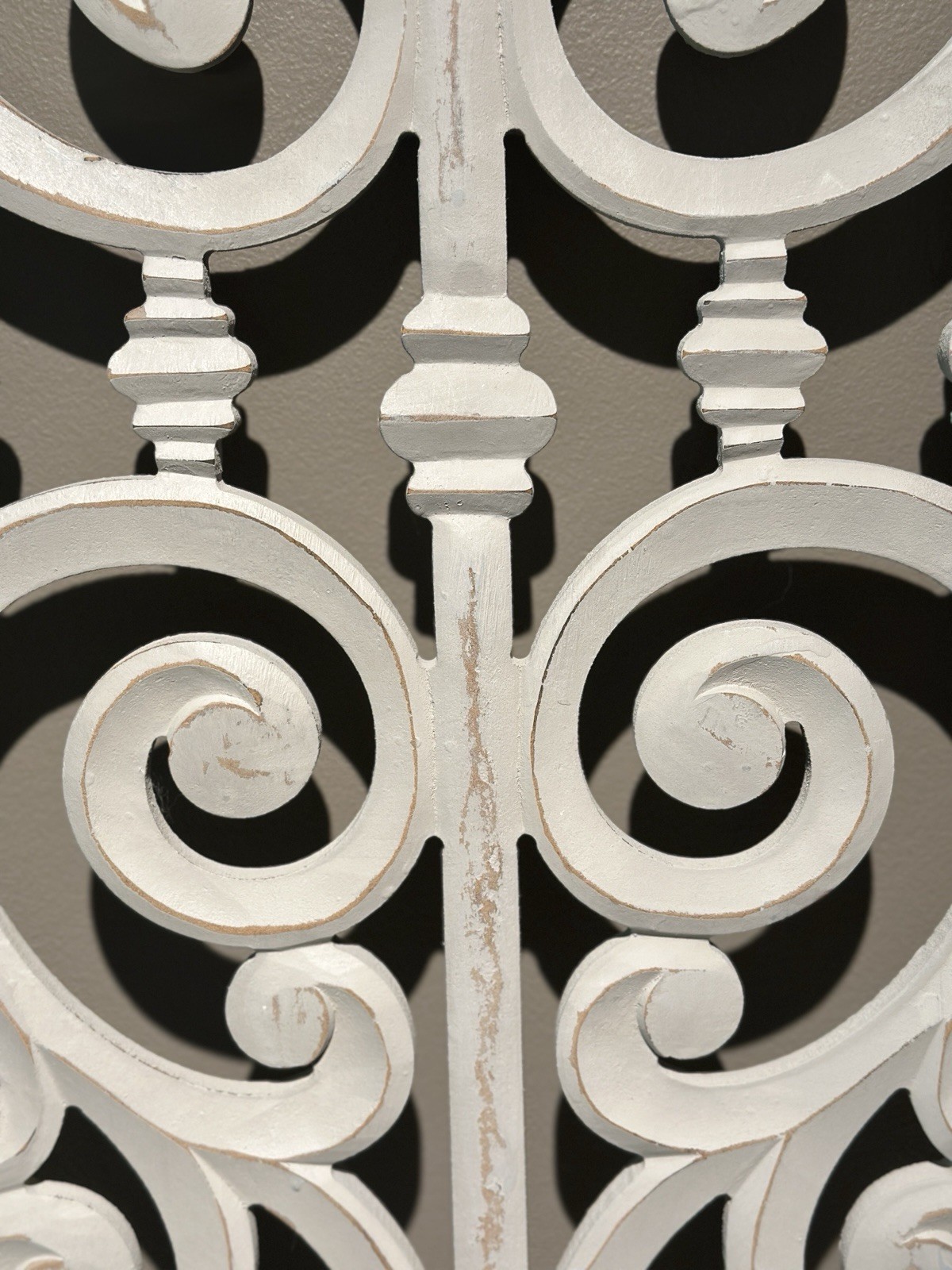 Handcarved Wood Arched/Scrolled Design Distressed Gray Wall Decor/Panel India