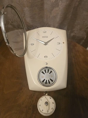 Antike Remington Lektro Kling Porzellan Uhr Küchenuhr Wanduhr mit Eieruhr 1960er - Bild 1 von 4