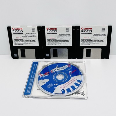 VTG 1995 Collectible Cannon BJC-210 Printer Driver Software Floppy Disk & Cd
