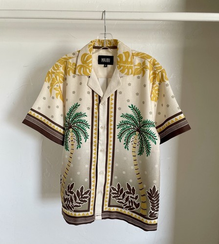 MALIBU Neu mit Etikett strukturiertes Leinenoptik TROPICAL Beach RESORT Kreuzfahrt HAWAII HEMD S - Bild 6 von 10