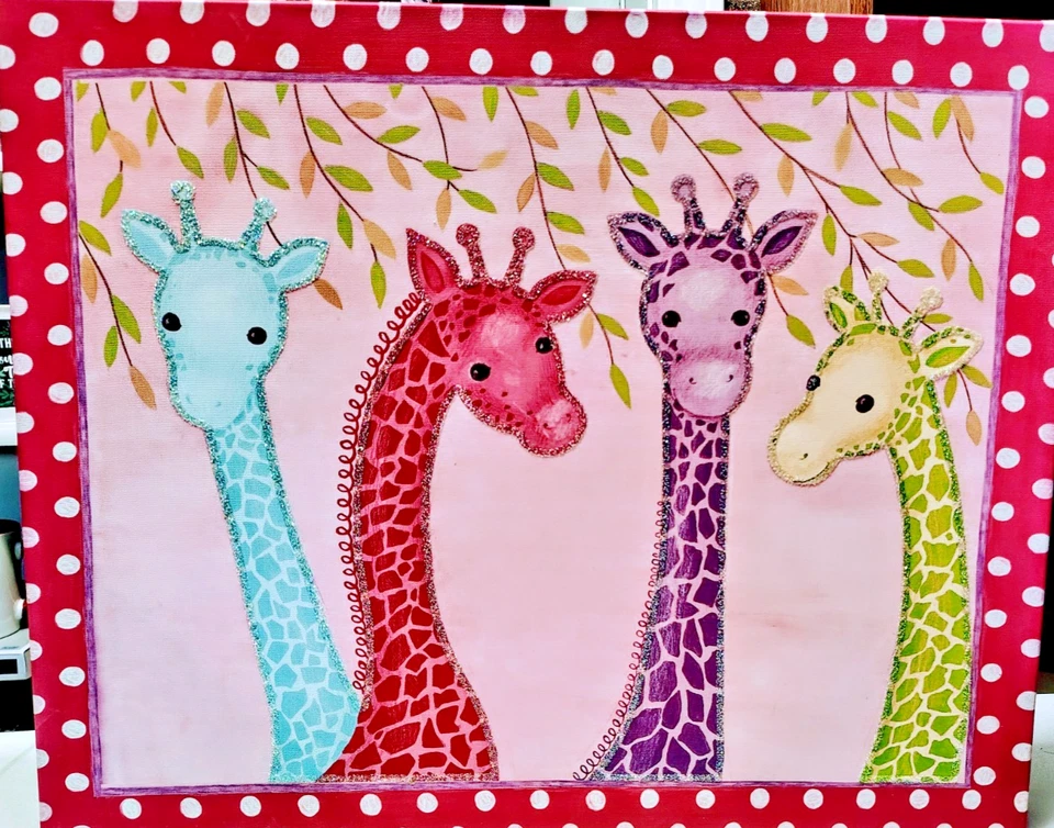 Жираф сафари детский декор холст 16 x 20 дюймов холст детский горошек блеск - Изображение 2 из 4