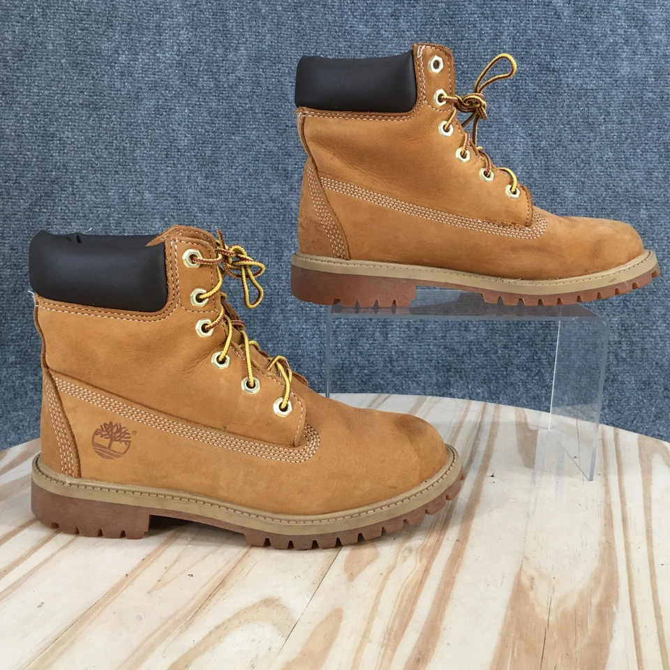 Timberland Boots Youth 4.5 M Brown 6 Inch Premium Waterproof Hiking Faux Leather - Image 2 of 4