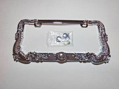 3D DRAGON CHROME AUTO CAR LICENSE PLATE FRAME - Hardware Included