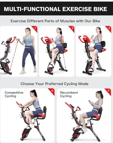 Pooboo Indoor Exercise Bike Stationary Foldable Cycling Bicycle Cardio Fitness - Picture 3 of 7