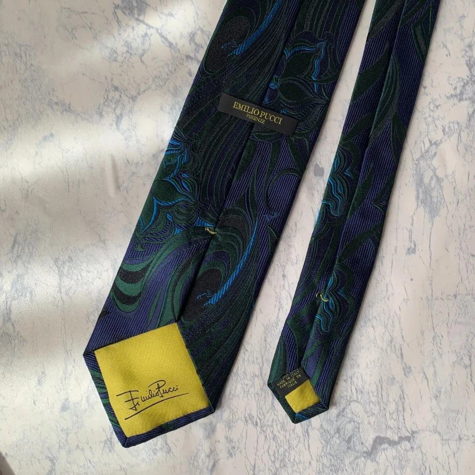 Corbata de lujo Emilio Pucci seda 100 % jacquard floral rosa púrpura hecha en Italia Foto 2 de 4