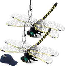 Qualirey 2pcs Dragonfly Hat Clip 2.2inch Realistic Dragonfly Clip with Hook Atta