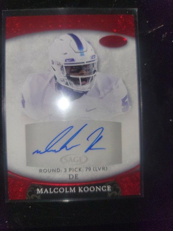 2021 Sage Aspire Autograph Malcolm Koonce Autograph Red Las Vegas Raiders mint 
