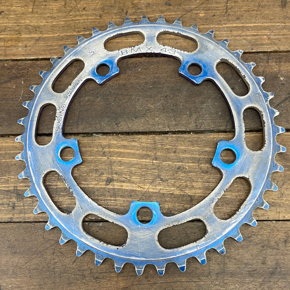 Plato BMX Sugino Crown 43t 110 BCD Azul 43 Dientes Aleación Old School BMX Foto 4 de 4