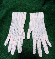 Vtg Fancy Off White Nylon Stretch Ladies Gloves.  1200