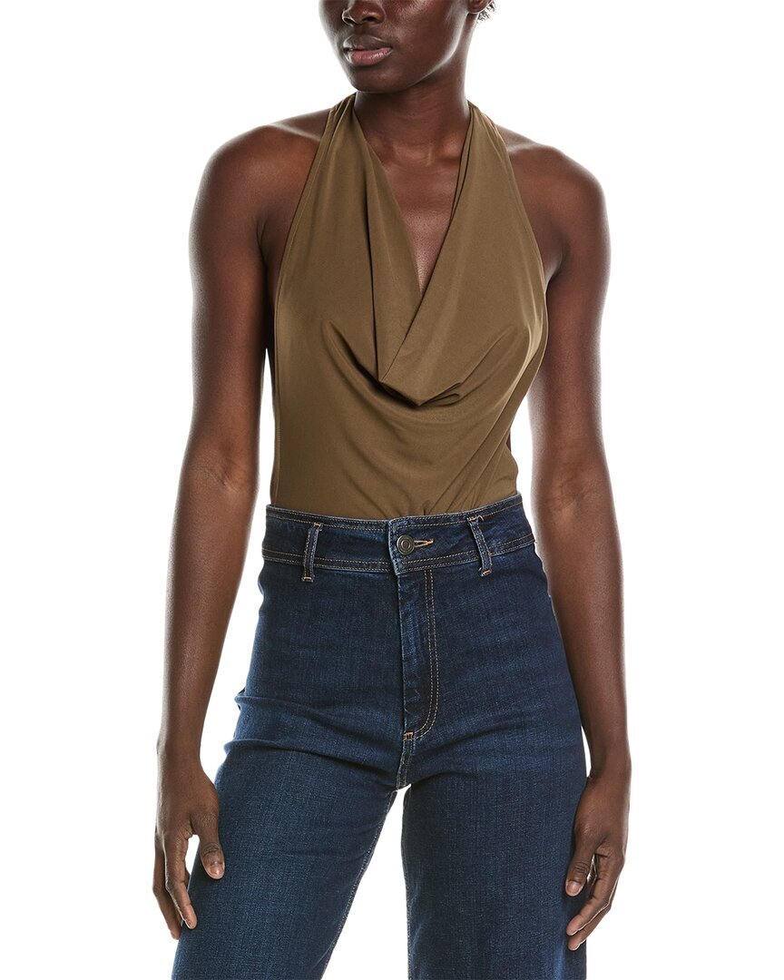 Weworewhat Cowl Neck Bodysuit Womens Brown L