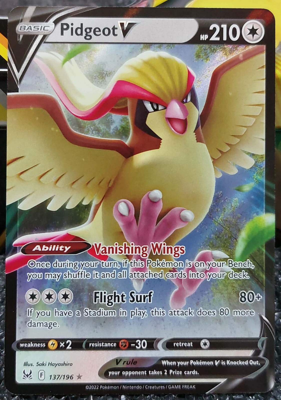 Pokémon Pidgeot V 137/196 Rare Holo Card Pokemon Lost Origin | eBay