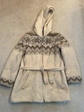 1970s Hilda Ltd Cardigan Sweater Ladies Small Beige Striped Wool Nordic Iceland
