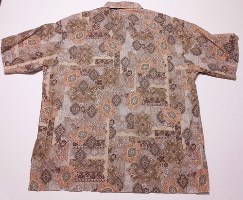 TORI RICHARD Men's Hawaiian Camp Shirt Made USA Brown Rust Paisley XL - Picture 7 of 7