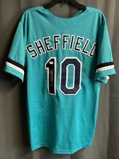 Gary Sheffield Signed Teal Marlins Baseball Jersey AUTO PSA COA Sz XL