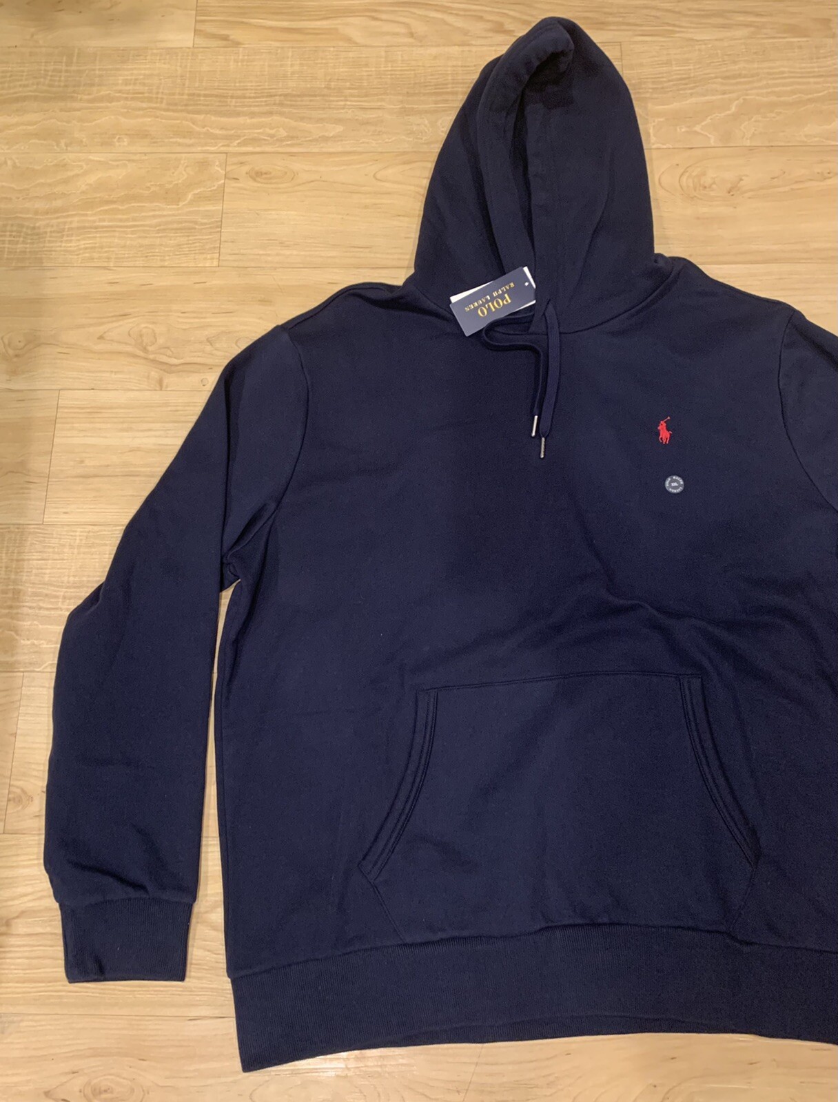 Felpa con cappuccio Polo Ralph Lauren uomo firma pony grafica pile blu navy XXL