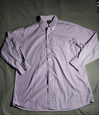 Jos. A. Bank Shirt Men Size 16 1/2 Purple Striped Buttons Up 100 Cotton