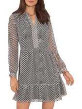 Vince Camuto L54914 Womens Black Metallic Ruffled Fit & Flare Dress Size M