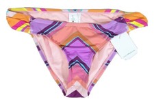 GIBSON LATIMER Wmn's Multicolor Stripes Tab Sides Stretch Bikini Bottom sz M NWT