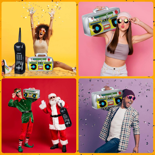 2 Pieces Inflatable Radio Boombox Inflatable Mobile Phone Props for 80S 90S Part - Picture 4 of 12