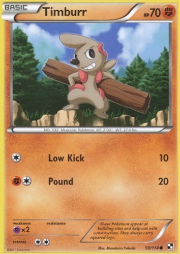 Pokemon - Timburr - 59/114 - Common - Black and White - NM