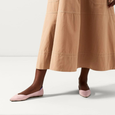 Rothy's The Point Pointed Toe Knit Ballet Flats Blush Pink SZ 7.5 NEW $149
