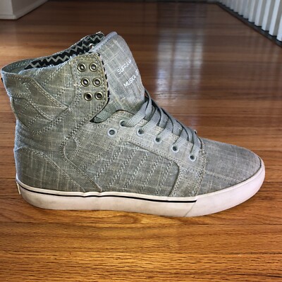 Supra Muska 001 Men Size 9 Gray Skytop Canvas Hi Top Skate SK8 Shoes S18218