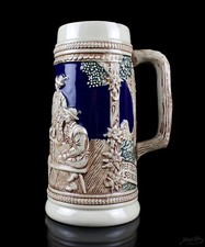 Sammlerobjekt Ton Bierkrug &bdquo;Der Trunk sei klar, dein Lieb sei rar!" Sammler Deko