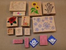 Floral Rubber Stamp Lot of 10 5 Foam Sunflower Rose Tulips Hearts Flowers Daisy