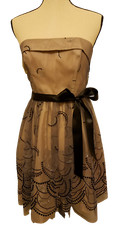 NWT Reign On Women's Prom Dress Champagne with Gray Tulle Overlay - Jr Size 5/6