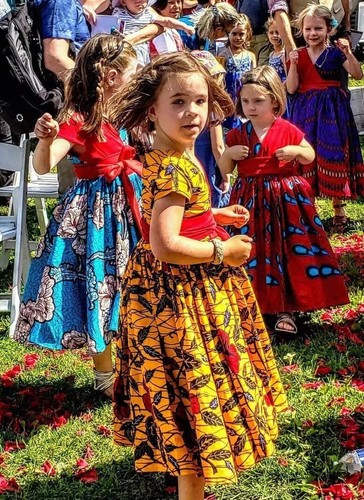Zarah Ankara Dress/ African Girls Dress/ Surplice/Red Ankara Dress/ Floral - Picture 4 of 5