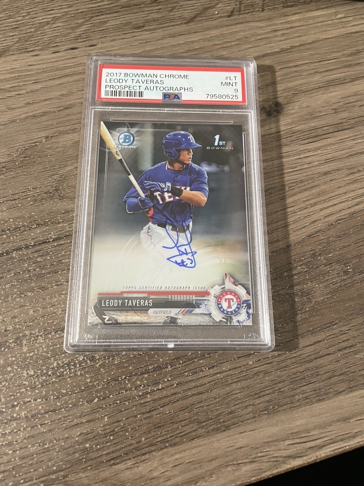 Leody Taveras 2017 Bowman Chrome Auto #CPA-LT PSA 9