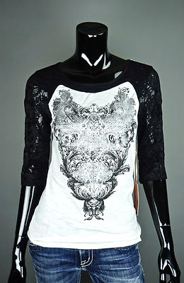 BKE ANGELS AND DIAMONDS ''BLACK LACE SLEEVES'' AT BUCKLE SINFUL STYLE *109
