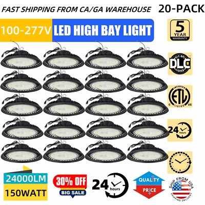 20 Pack UFO Led High Bay Light 150W Industrial Commercial Warehouse Shop Light