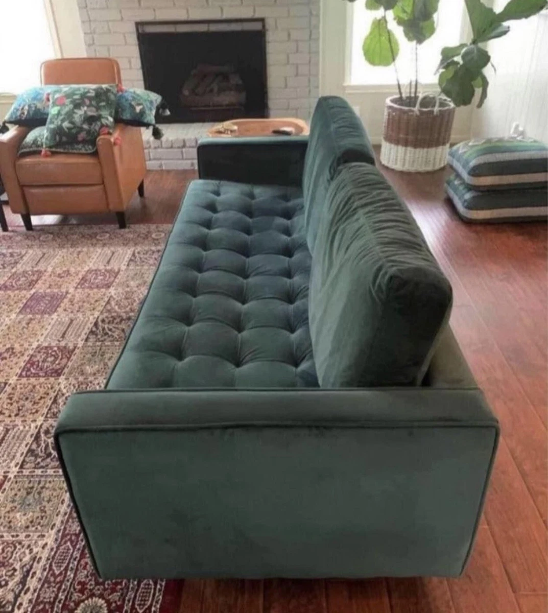 Brand New Emerald Green Couch Velvet Sofa Mid Century Modern