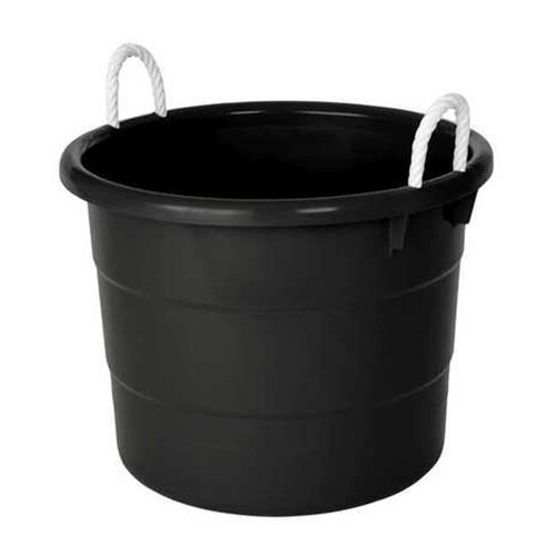 Plastic Storage Tub with Rope Handles 18 Gallon Round Toy Garden Bucket