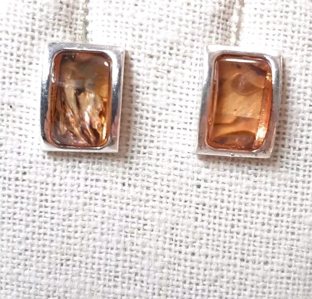 KENNETH COLE Rectangle Silvertone Iridescent Gree… - image 5