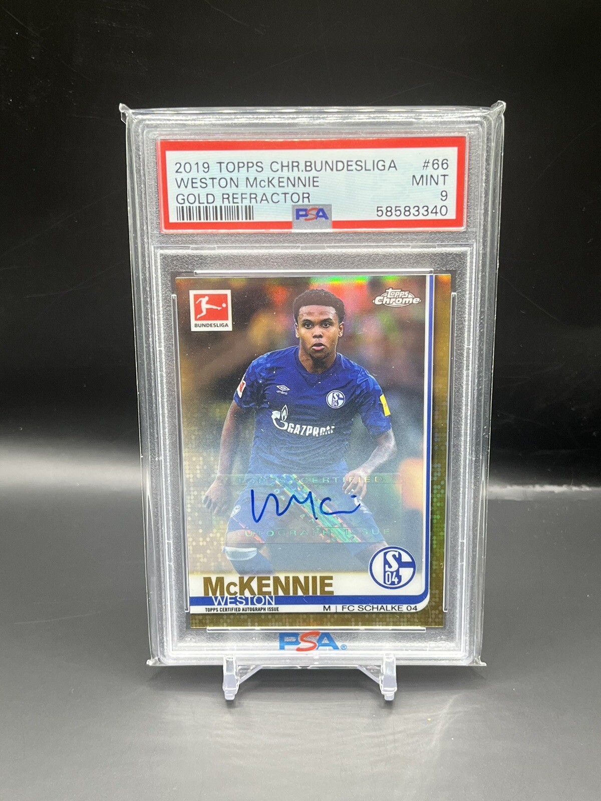 2019 Topps Chrome Bundesliga Gold Refractor /50 Weston McKennie PSA 9 MINT Auto