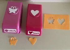 American Girl Lot Of 2 Mini Butterfly & Heart Paper Stamps Craft EK Success