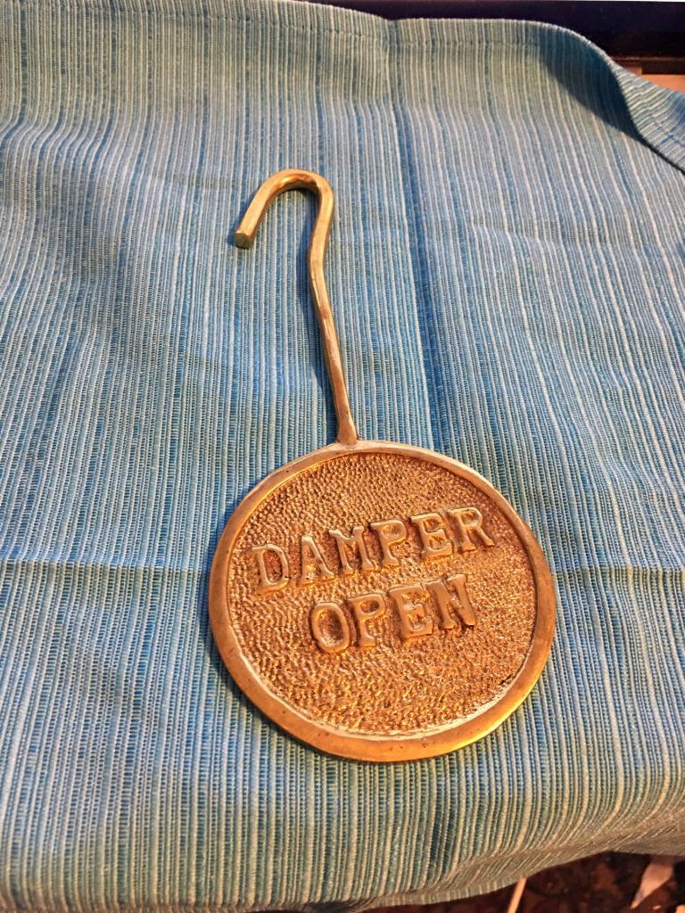 BRASS CHIMNEY DAMPER HOOK TOOL OPEN CLOSED HANDLE STICK