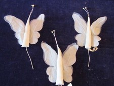 Vintage White Butterfly 5" Organdy Fabric 3pc Lot Made in Japan Unused Y61