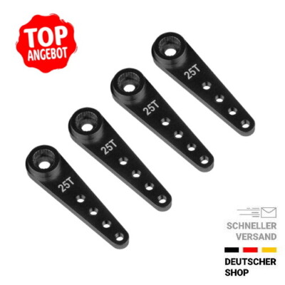   4 x Alu Servohorn Servohebel 37 mm schwarz CNC 25T für Futaba,Align,Savöx,KST