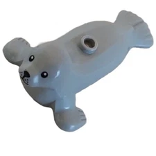 Lego New Gray Seal with Stud on Back with Black Eyes, Nose, Mouth and Whiskers
