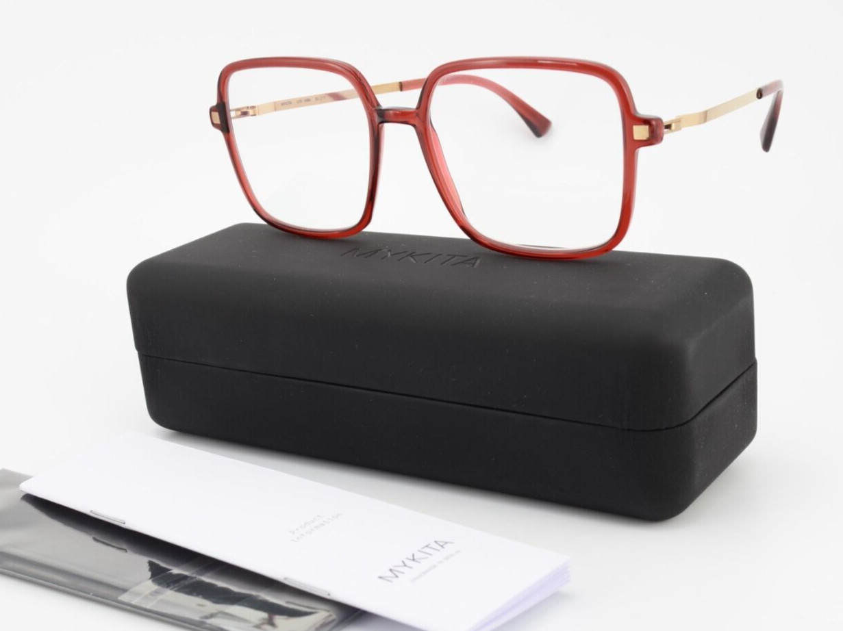 MYKITA Berlin Brille LITE NIBA 53-17 140 COL 828 Weinrot Gold Optic + Case