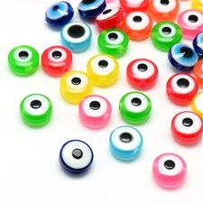 50 Evil Eye Beads Resin Mixed Lot Assorted Set Good Luck Jewelry 7mm BULK