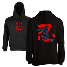 Felpa con cappuccio unisex - SHINOBI - nera, motivo ninja Katana Shuriken arti marziali S-3XL