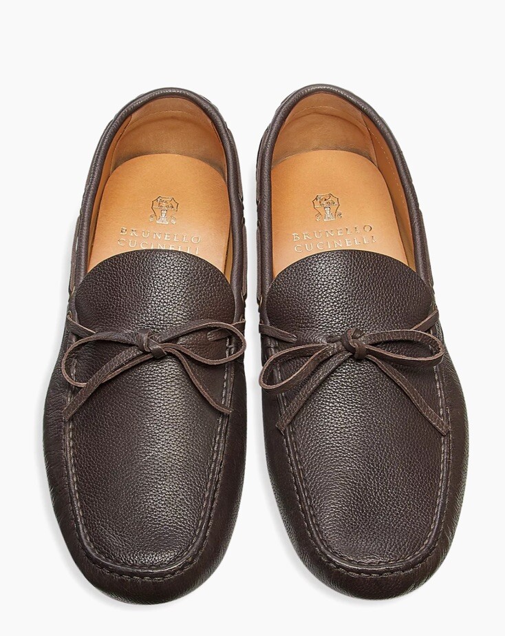 New Brunello Cucinelli Men Leather Car Shoe Driver Loafer  display picture 2